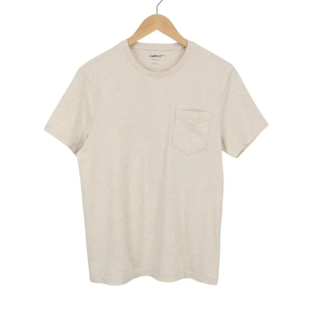 J.Crew Men's Broken-in Short Sleeve Pocket T-Shirt Heather Ecru Size Small NWT